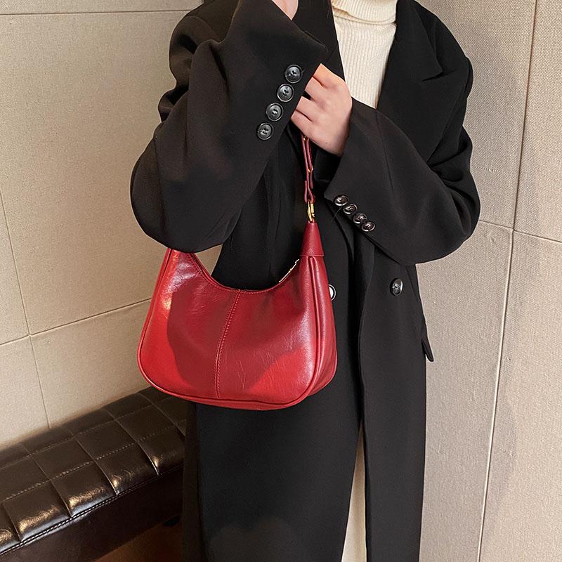 1 шт. однотонная сумка через плечо для женщин, универсальная сумка через плечо, модная сумка через подмышку, в которую можно положить мобильный телефон