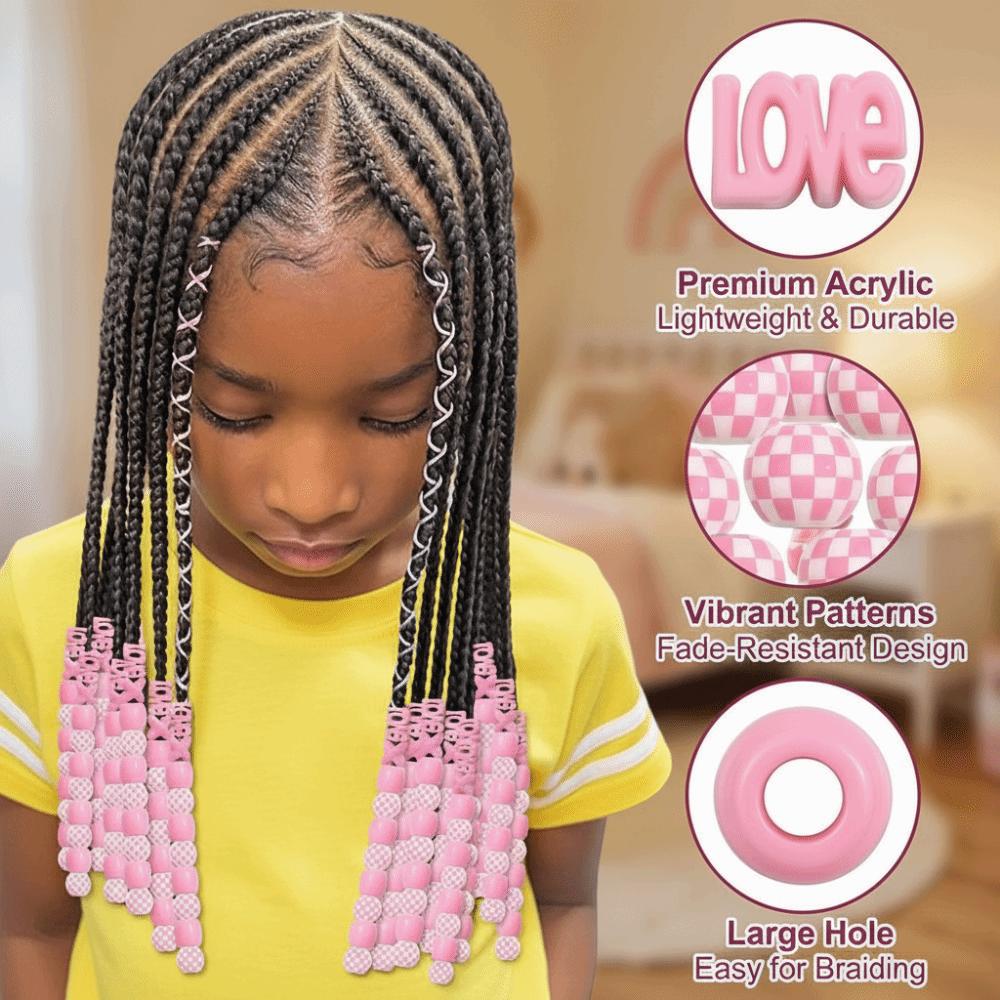 Multi-Color Colorful Hair Beads Kits Love Heart Dreadlock Braids Decor Boys