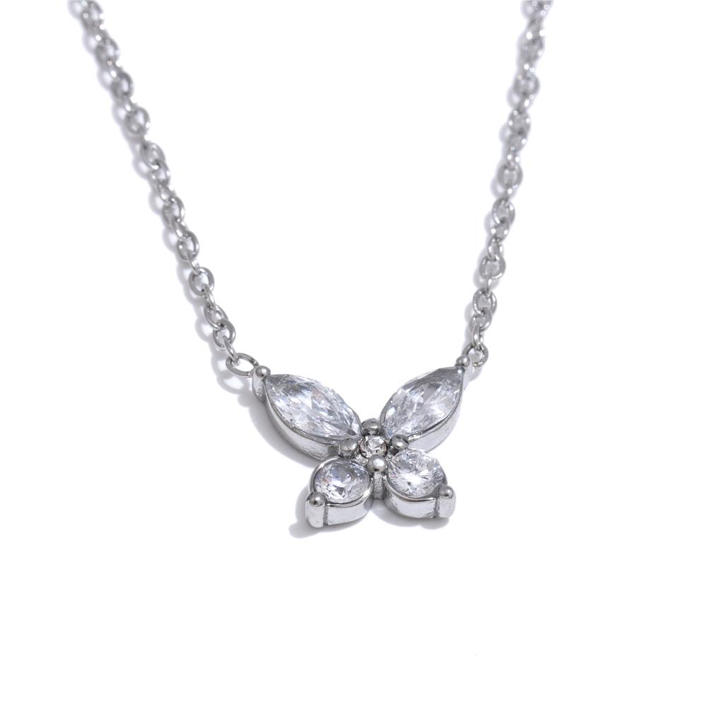 Yhpup Delicate Bling Cubic Zirconia Butterfly Pendant Necklace Gold Silver Color High Quality Fashion Collar Jewelry Waterproof