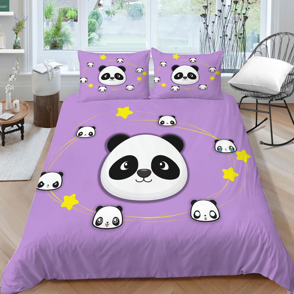 Panda Duvet Cover Queen Size Bedding Bamboo Home Textiles Children Boy Girl with Pillowcase Highend Bedding Cover