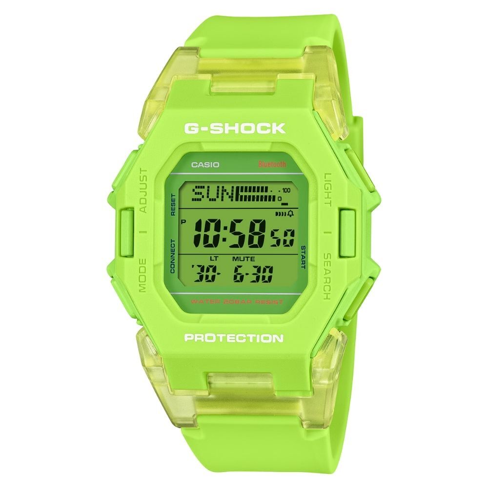 CASIO Digital Mobile Fluorescent G-SHOCK Men's Watch, Compact, Link, Pedometer, Green, Ceremony