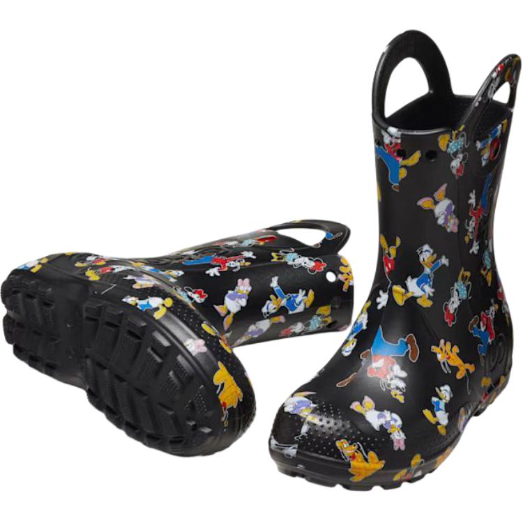 Crocs Микки и друзья Износостойкие и водонепроницаемые детские ботинки Черные детские