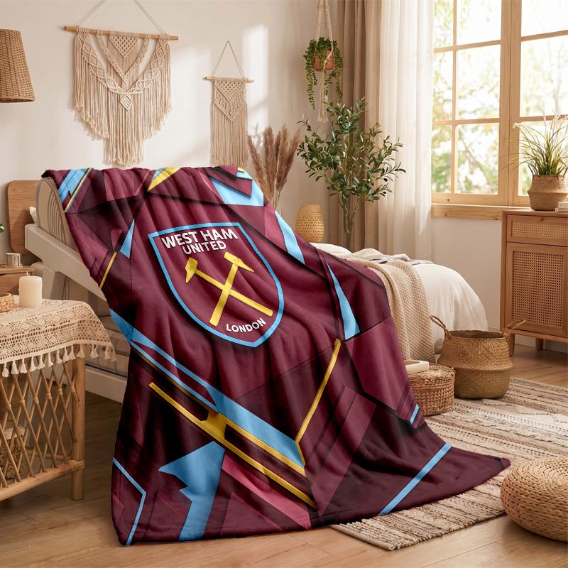 West Ham United Football Print Flannel Blanket Soft Warm Sofa Bed Throw Blanket For Home Office Bedroom