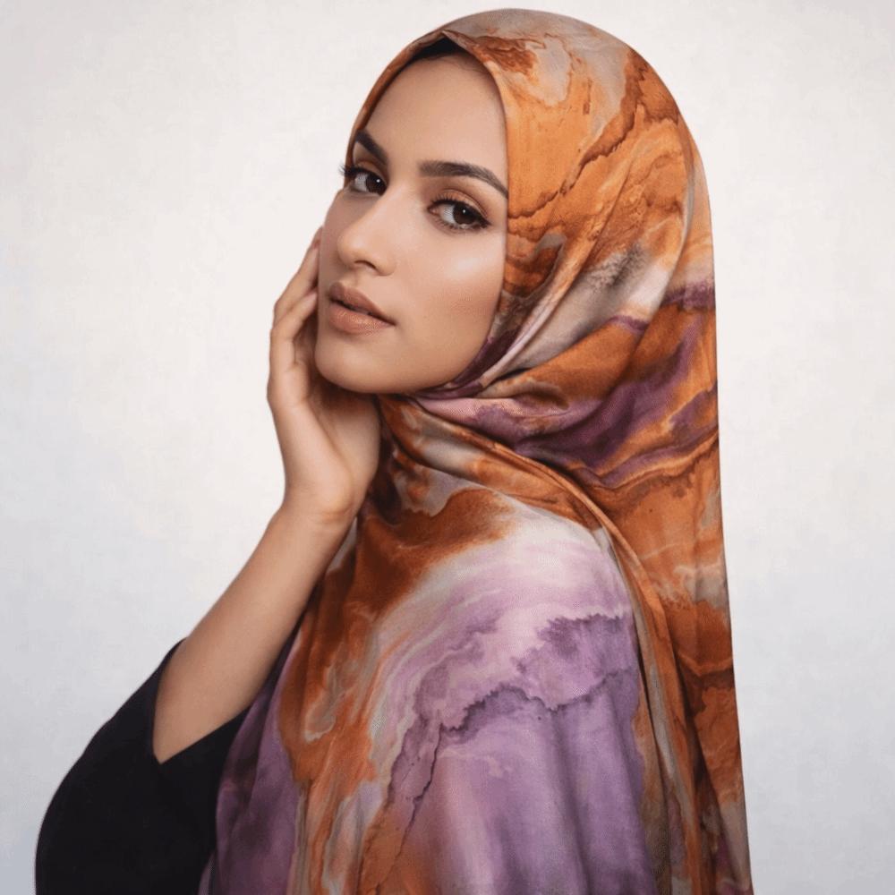 Breathable Satin Scarf Ombre Headscarf Fashion Print Bandana Head Wear