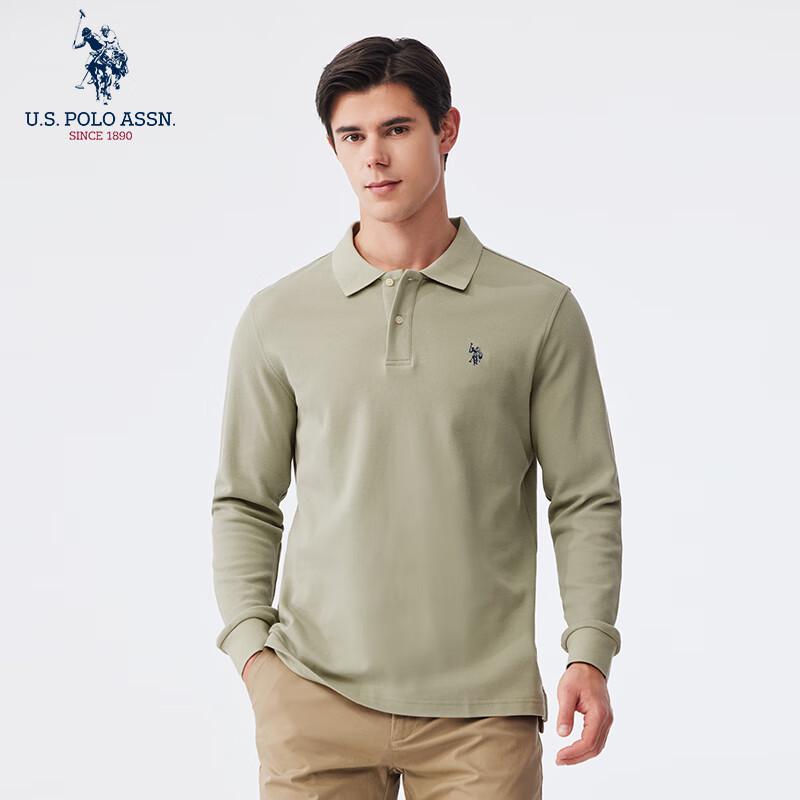 U.S. Polo Assn. Мужская рубашка-поло с длинным рукавом в стиле business casual