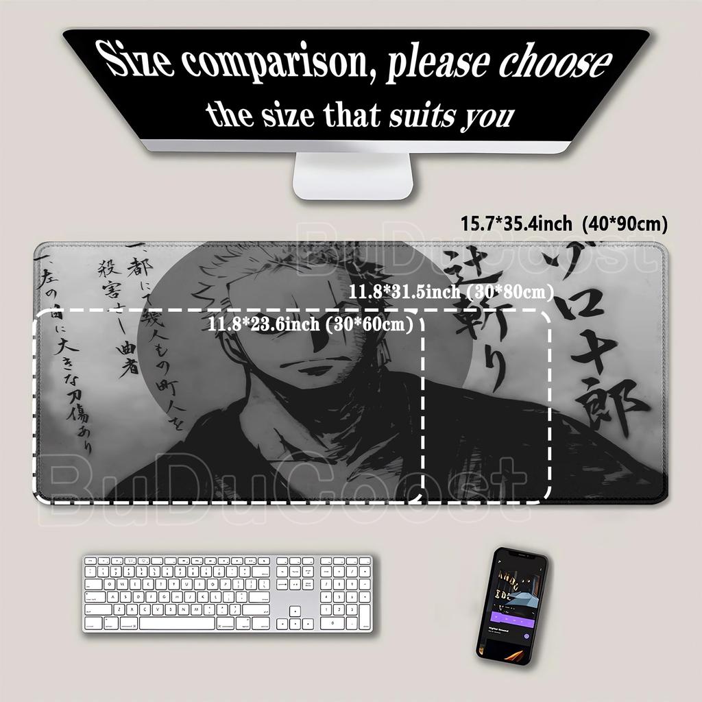 Mouse Pad Anime Roronoa Zoro One Piece Computer HD printing Gaming Mousepad PC Keyboard Carpet overlock Office esports Desk Mat