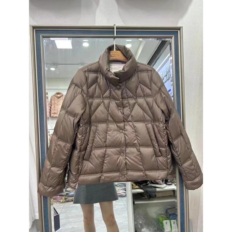 Womens Lightweight Down Puffer Jacket With Stand Collar Slim Fit Short Coat Winter Commute