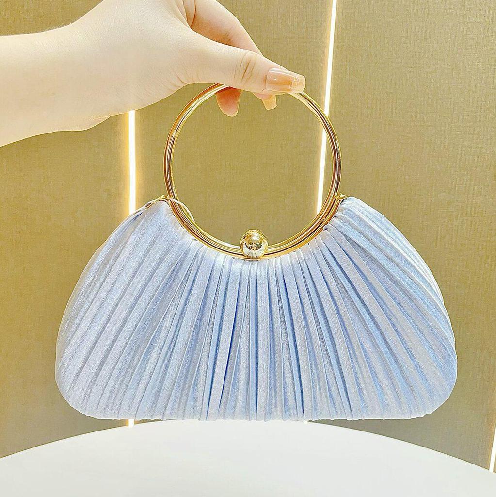 "Pleated Evening Handbag: Small Crossbody for Banquets & KTV"