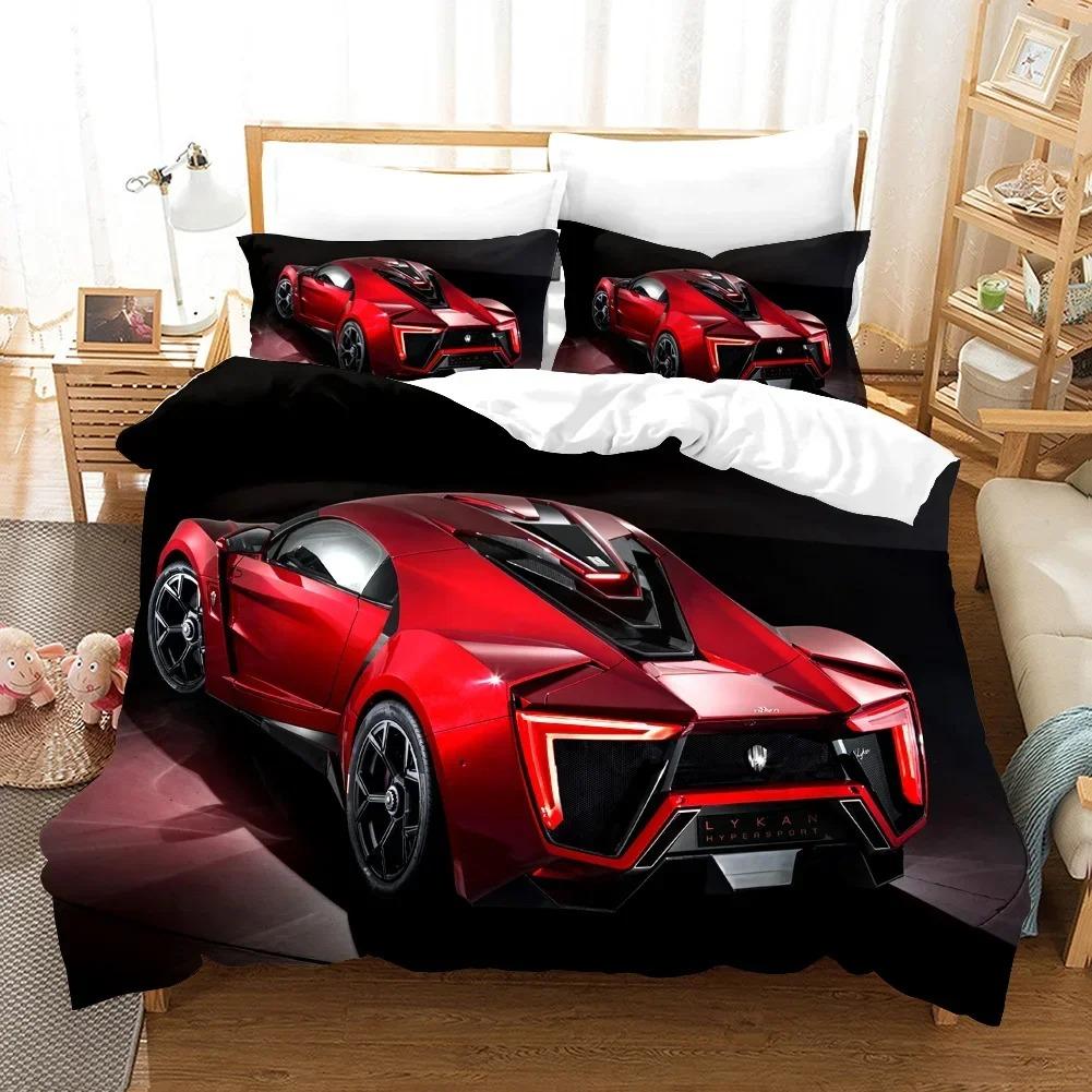 Sports Car Duvet Cover 3D Racing Car Printed Bedding Set Queen King Size With Pillowcases Men Cool Polyester Quilt Cover