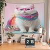 Pink eyeglass cat scarf Digital printing polyester wall tapestry suitable for use in living rooms bedrooms offices bars party