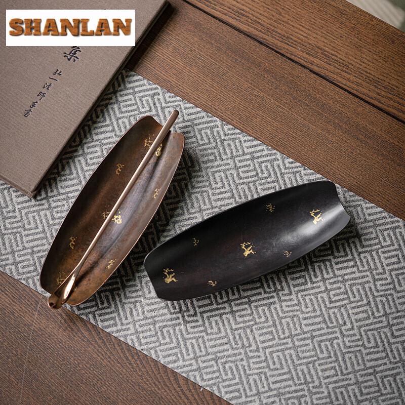 Ретро Лакированная Металлическая Ложка для Чая Фазовый Металл Держатель для Чайных Листьев Совок Чахэ Мерная Ложка Коллекция Китайских Чайных Кафе