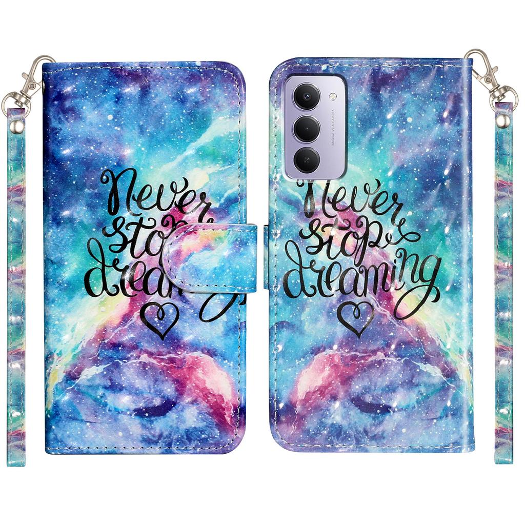 Для Xiaomi Redmi 15 5G (США) (171 мм)/Xiaomi Redmi 15 4G (США) (171 мм) Чехол-кошелек из кожи с 3D-печатью и ремешком