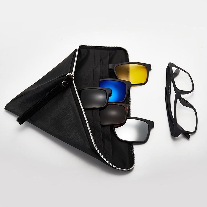 6 в 1 Мужские Женские Оптические Магнитные Солнцезащитные Очки Клипса Магнитная Клипса на Солнцезащитные Очки Polaroid Клипса на Солнцезащитные Очки Рамка И Сумка