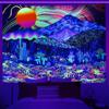 Fluorescent Tapestry UV Blue Glow Skull Flower Eye Tapestry Background Cloth Bedroom Bedside Hanging Cloth Tapestry