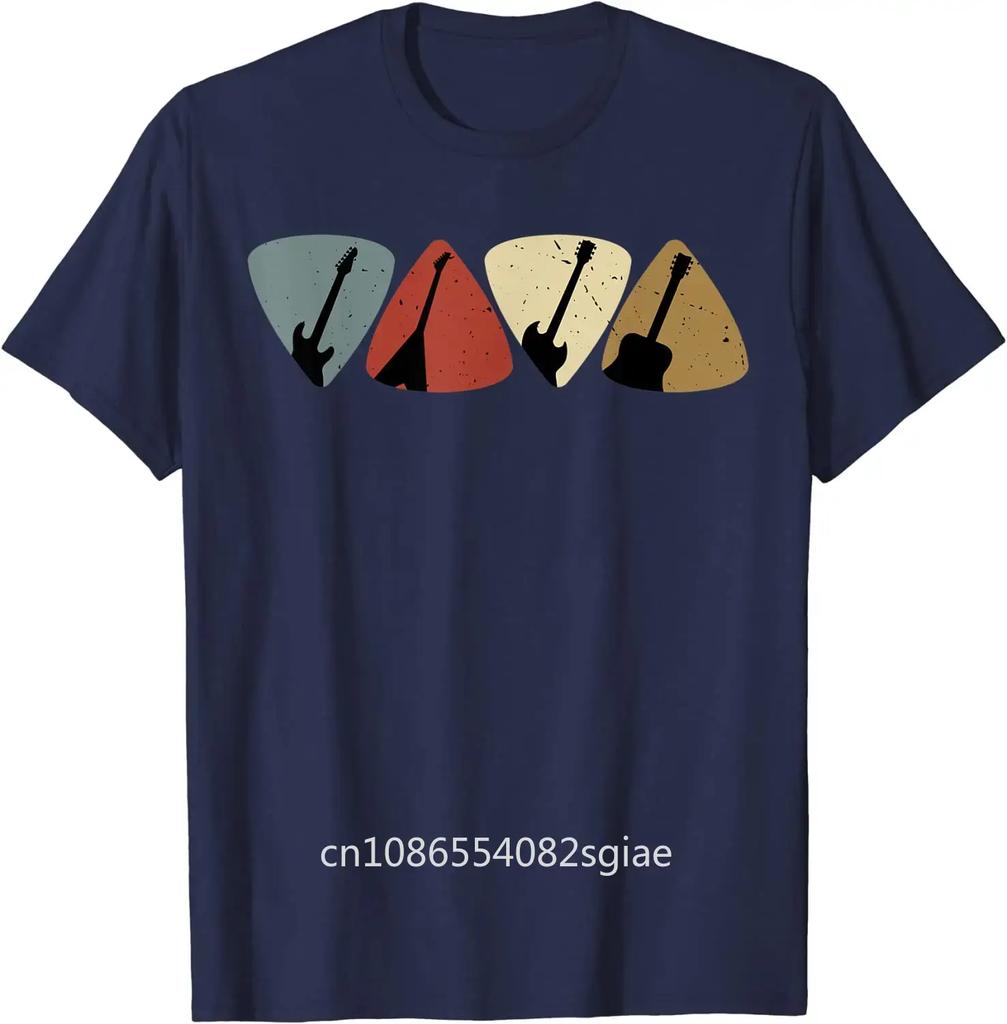 Retro Vintage Guitar Pick Player Guitarist Bassist Musician T-Shirt Cotton Daily Four Seasons Men Clothing Hombre Aesthetic