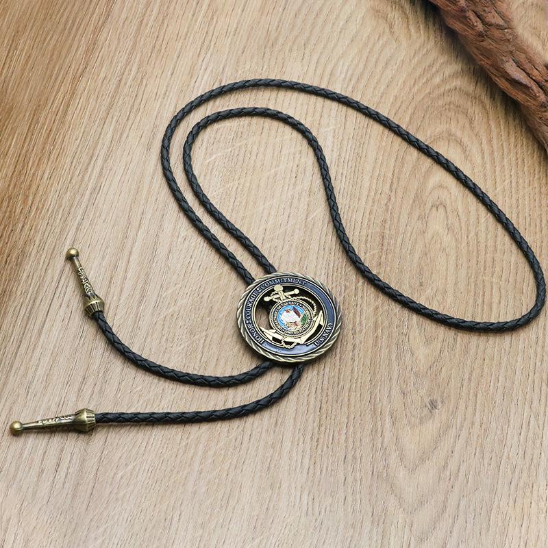 Cross-border new European and American men's necklace Western denim leather rope punk retro personalized jewelry necklace