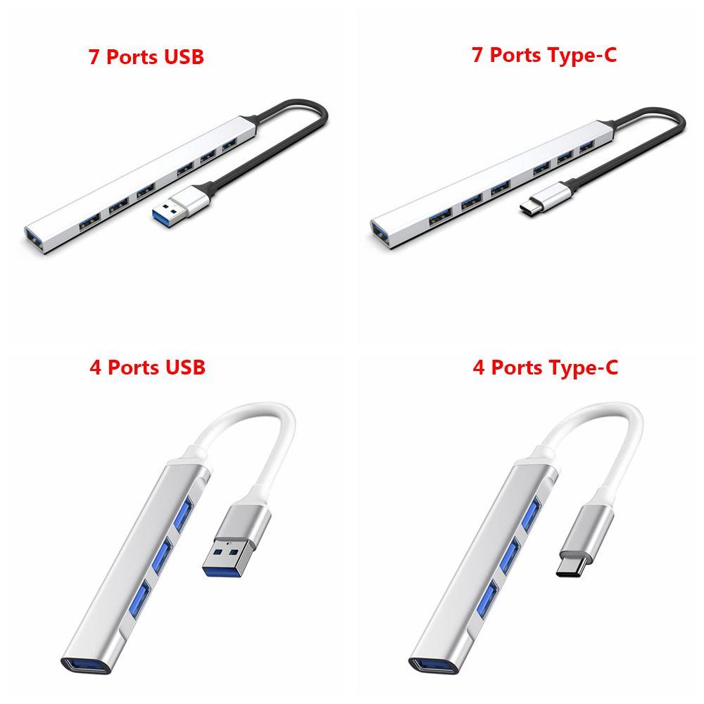 Keyboard Laptop High Speed OTG Adapter Splitter Type-C HUB Docking Station 7 Ports USB 3.0 Expander
