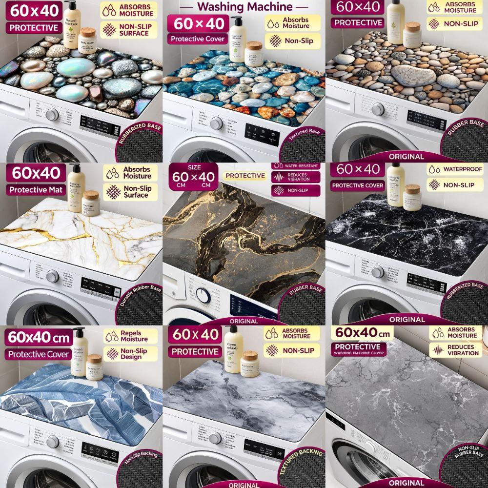 Non Slip Washing Machine Top Protector Pad Marble Pattern Bathroom Carpet Home