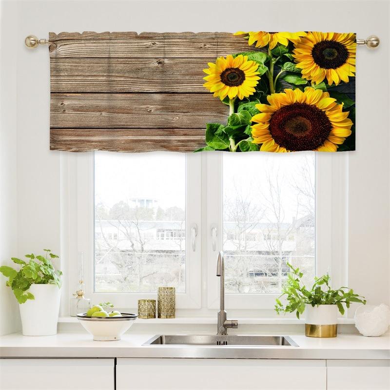 Curtain Valance, Wildflowers Spring Watercolor Flower Floral Print Plants Short Rod Pocket Window Treatment for Living Room, Bedroom, Kitchen,Bathroom