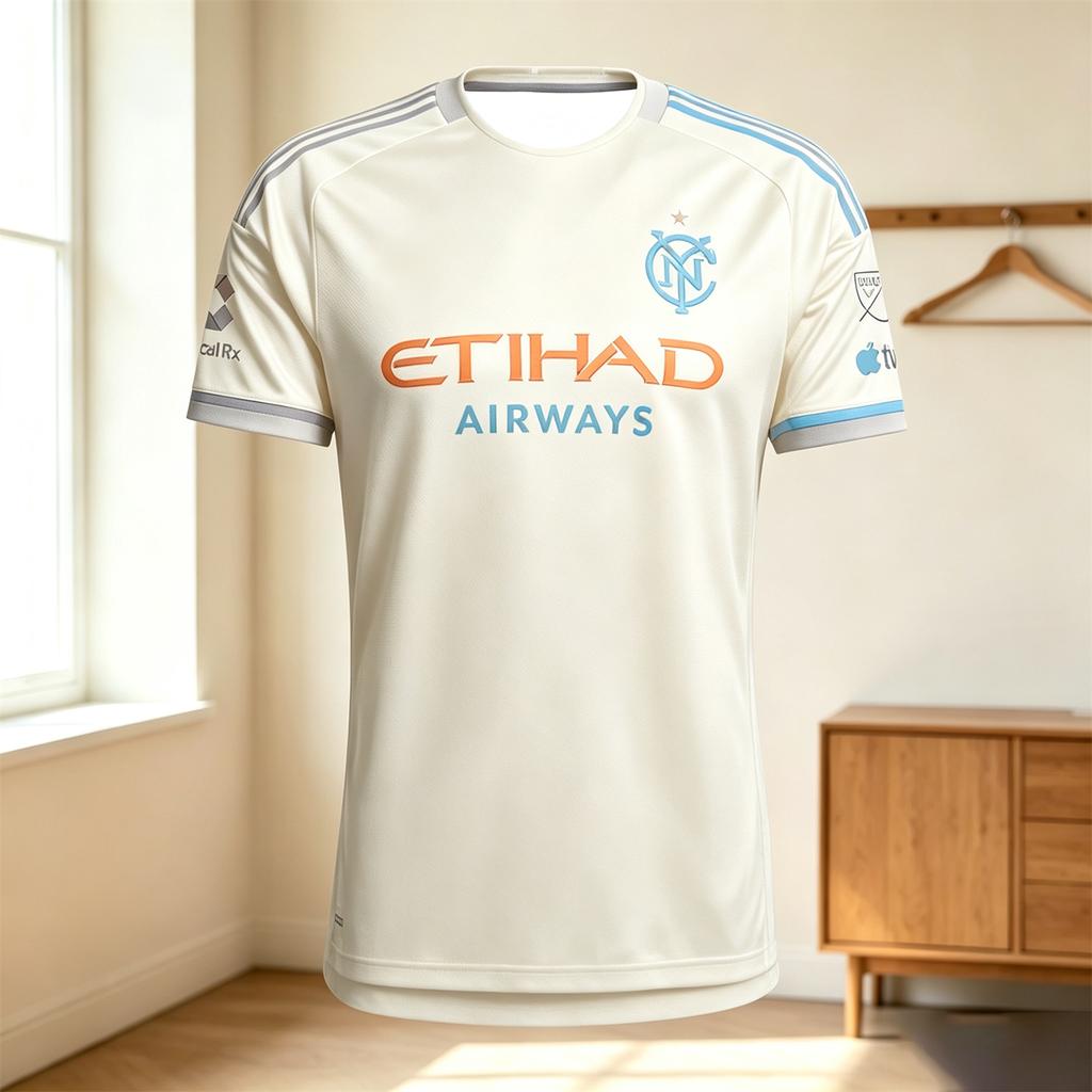 Мужская черная выездная футболка NYCFC с принтом Etihad Airways, быстросохнущая, с коротким рукавом, с круглым вырезом, тренировочная спортивная футболка для фанатов футбола