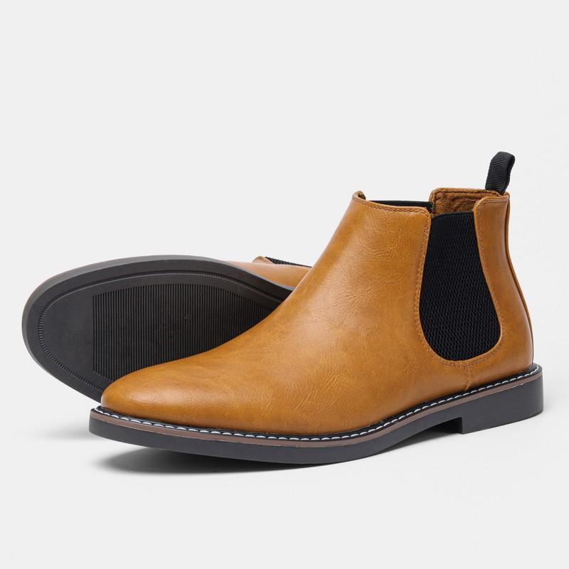HECRAFTED SHOES/ Зимние мужские ботинки из искусственной кожи