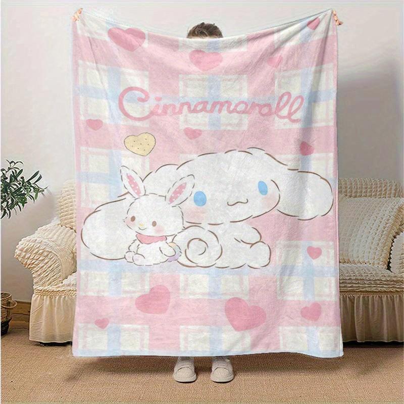 1pc, Sanrio Cinnamoroll Home Decor Flannel Blanket: Perfect Gift for Bedroom, Living Room, Travel, Camping, Car, Beach, Office Naps. Ideal Sofa Blanke