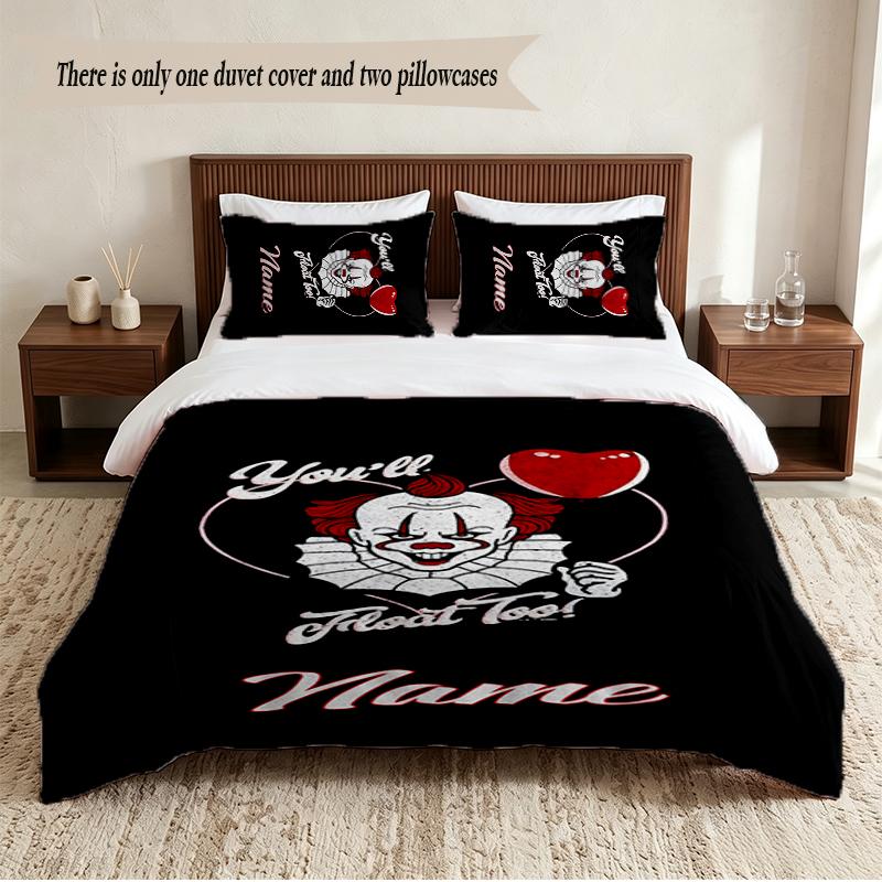 Pennywise Personalized Custom Name 3‑Piece Bedding Set Soft Duvet Cover Set For Bedroom Home Decor