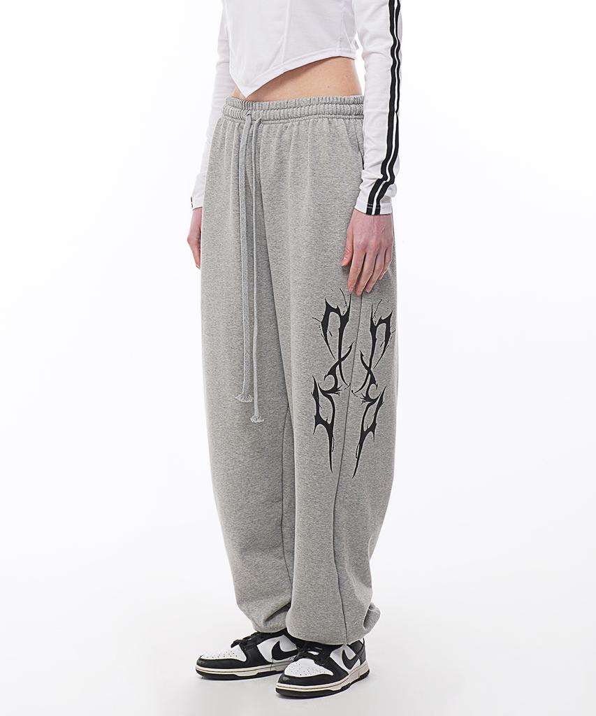 D.XO.H Thunder Logo Fleece-Lined Jogger Pants Gray