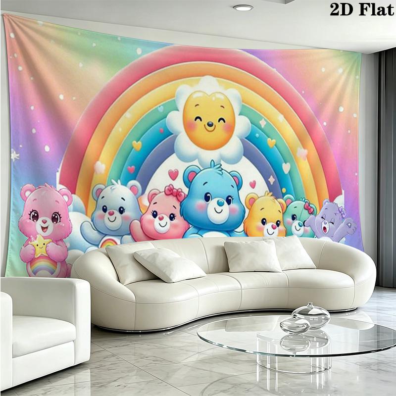 CARE BEARS Wall Tapestry Aesthetic Wall Hanging Printed Fabric Blanket Decorative Tapestries for Bedroom Living Room Home Decor