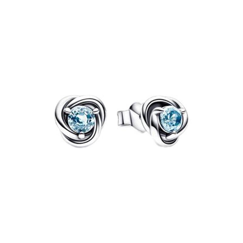 Women's Birthstone Earrings Panjia Pandora S925 Silver Eternal Round Shape Fashionable Jewelry