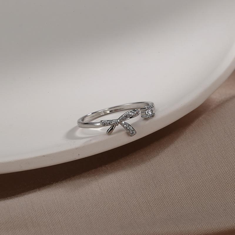 ANENJERY Новые кольца-бабочки для женщин, открытый дизайн, кольцо с цирконом и бантом, свадебные украшения, подарок