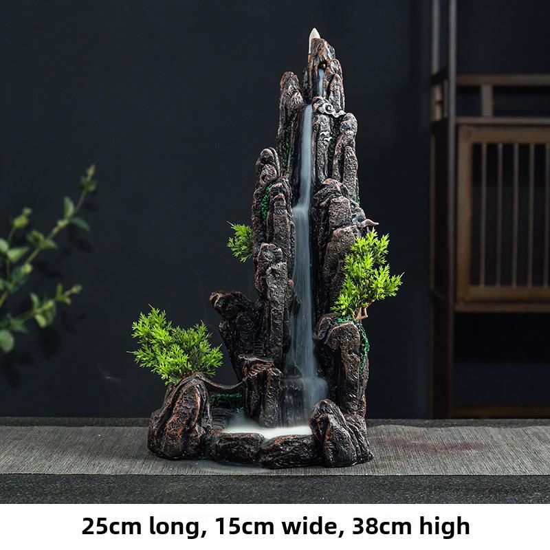 Creative Indoor Backflow Incense Burner: Mountain Stream Design with Agarwood & Sandalwood Aromatherapy for Home Decor