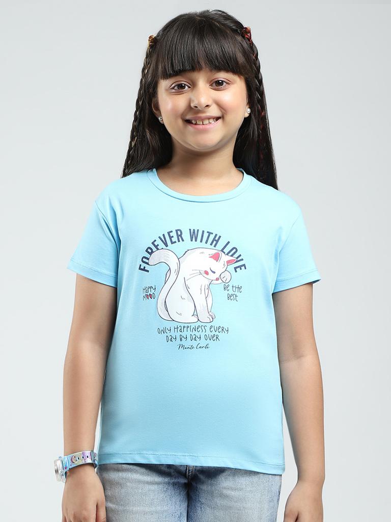 MONTE CARLO Girls Printed Round Neck Half Sleeve Tops Pack of 2