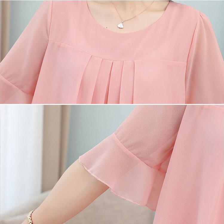 Chiffon Shirt Women Summer Large T-shirt Short Sleeve Solid Loose Top Casual Oversized T-shirt Korean Fashion Clothes for Women Shirts and Blouses
