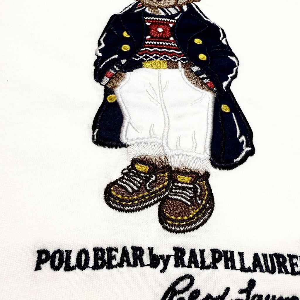 RL High-Quality Scannable Little Bear Embroidered Cotton T-Shirt with Round Hat, Windbreaker Insert Pocket, Short Sleeve - 25 New Styles