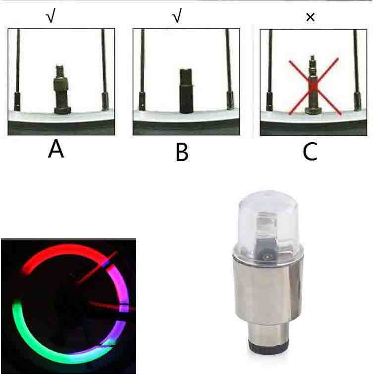 1Pcs Round Valve Cap LED Light Wheel Tyre Lamp for Car Motorbike Bike YS