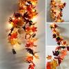 170cm LED Light Artificial Autumn Fall Maple Leaves Garland Hanging Plant Home Decor