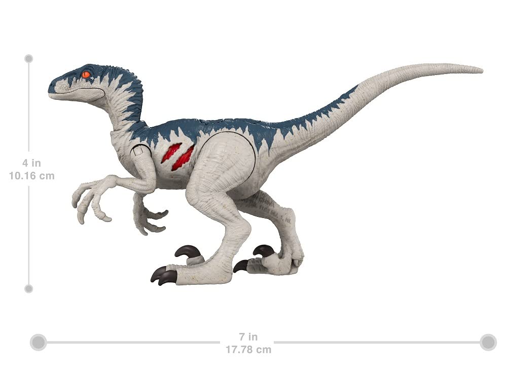 Миниатюрная фигурка Mattel JURASSIC WORLD Real Velociraptor возрастом 10 лет и GWN14 Grey со средними повреждениями! [Общая длина приблизительно. 20см] [3 вверх]