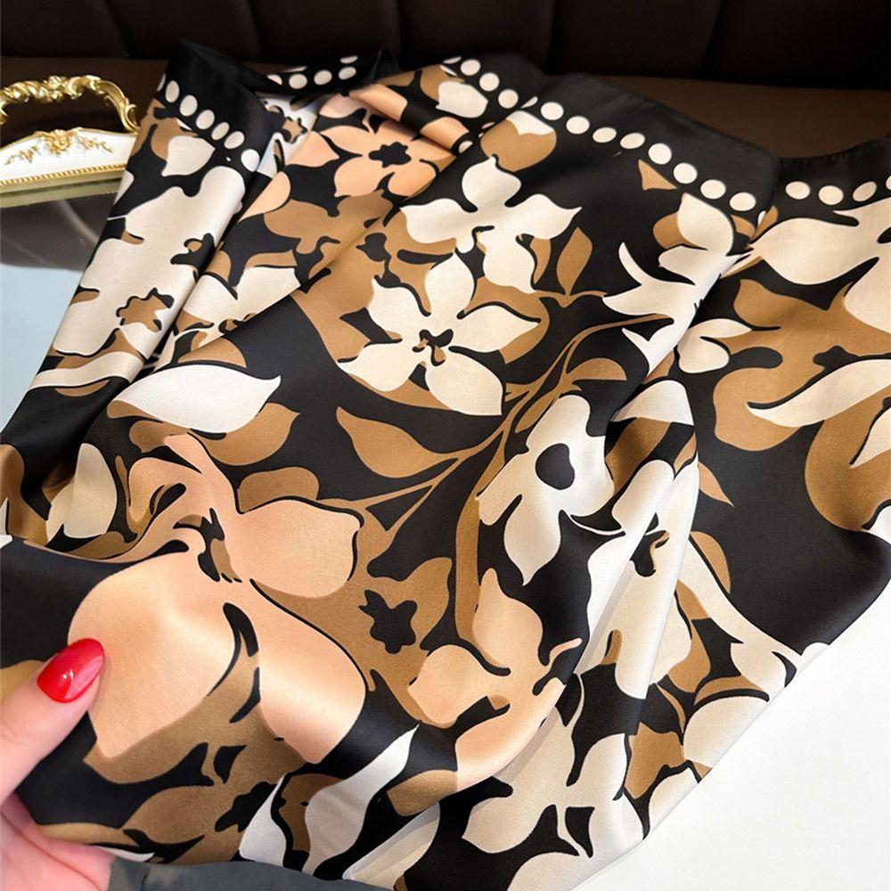 New Design Floral Silk Scarf Luxury Women Shawl 90CM Women's Scarf Bandana