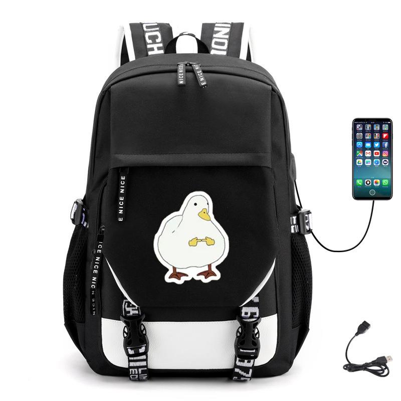 Multifunctional Goose Backpack Large Capacity Student Bag Leisure Travel Usb Computer Bag