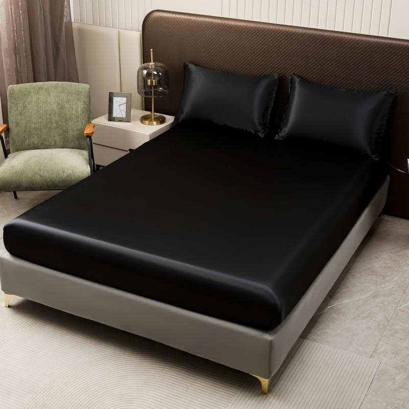 Европейские и американские размеры, атласная простыня на резинке, гладкая, приятная для кожи простыня с эластичной резинкой, простыня из искусственного шелка размера King Size 180x200