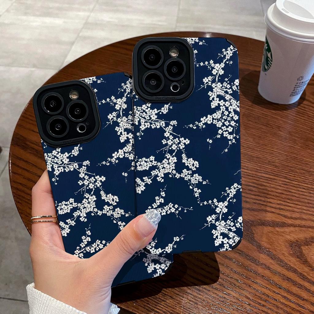 Модный чехол из силиконовой кожи с рисунком Белой Сливы для iPhone 17 16 Plus Air 14 15 Pro Max 11 12 13 Mini, противоударный, с полным покрытием