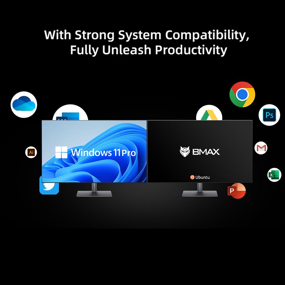 BMAX B3 Pro Windows 11 ПК Intel N4500 8 ГБ ОЗУ 256 ГБ SSD HDMI USB Wi-Fi Поддержка 4K@60Hz Intel HD Graphics мини-ПК