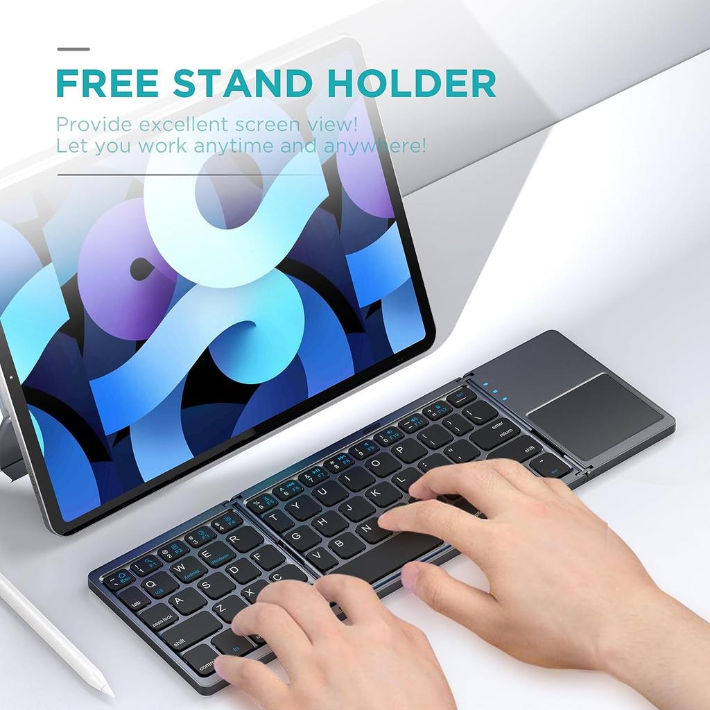 Travel Mini Foldable Keyboard with Mouse Touchpad Bluetooth Wireless Portable Keypad for Tablet Phone