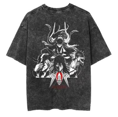 BLEACH Футболка с принтом Куросаки Ичиго Винтажная стираная Уличная одежда Мужская Женская Унисекс Одежда Хлопковая футболка с коротким рукавом и круглым вырезом Топ