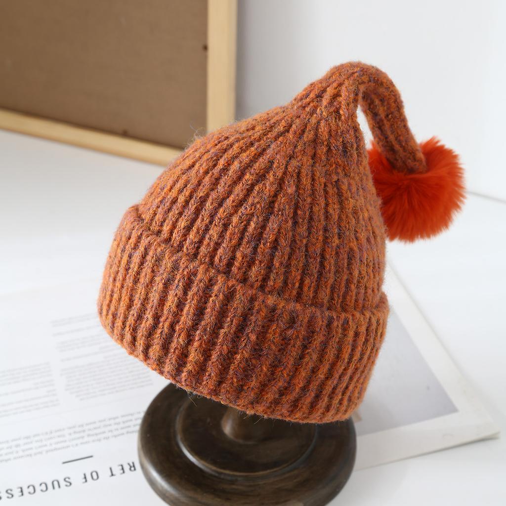 Personalized knitted hat women's autumn and winter thickened warm wool hat trendy versatile face small bag head cold hat