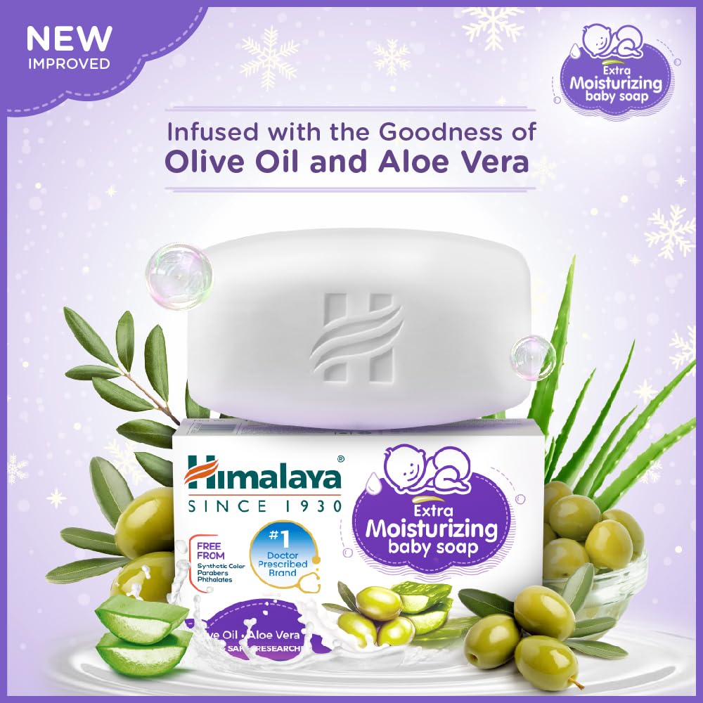 Himalaya Extra Moisturizing Baby Soap 125g Pack of 2 Gentle Hydrating Cleanser for Sensitive Skin