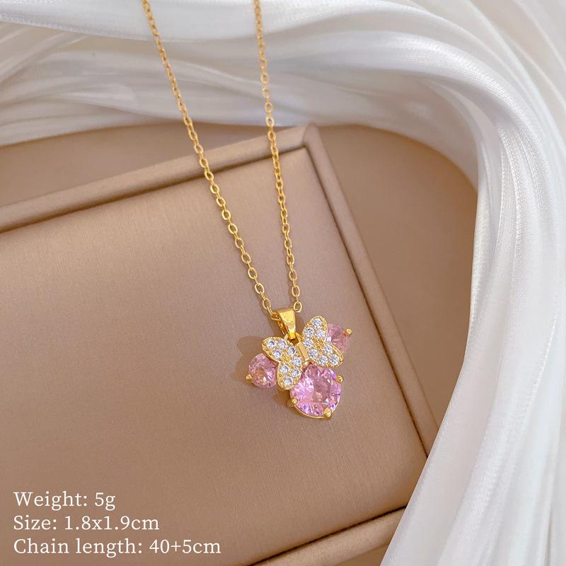 Necklace Earrings Set Light Luxury Full Diamond Cat Bow Personality Temperament Banquet Earrings Necklace Group
