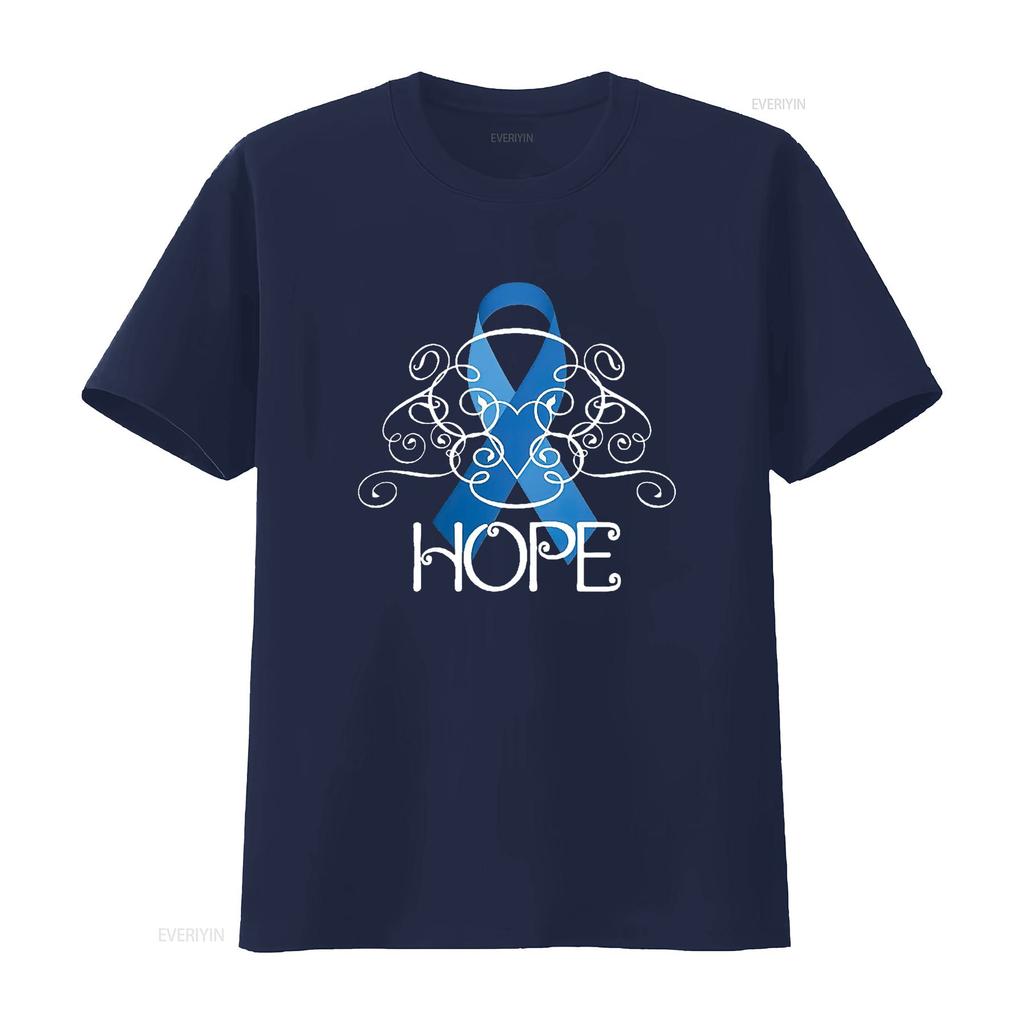 Футболка с принтом 'Hope Colon Cancer Awareness' для женщин Черная винтажная стираная мягкая дизайнерская одежда Дышащий модный топ для повседневной носки