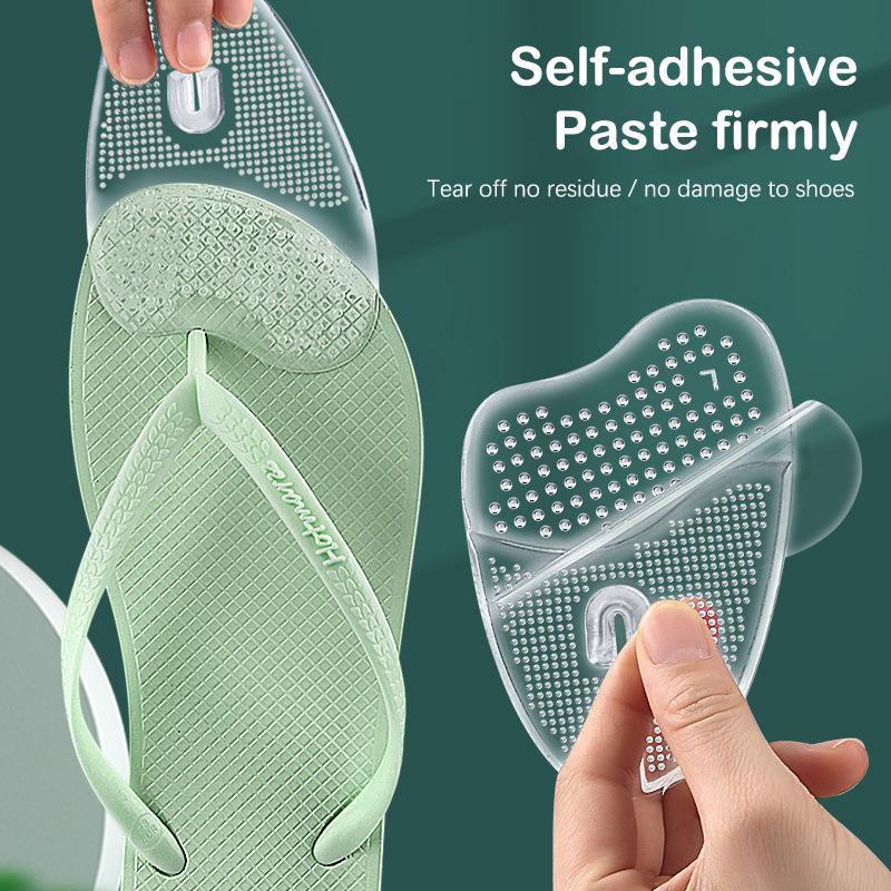 1Pair Flip Flops Sandals Cushions Pad Toe Protectors Anti-Slip Transparent Forefoot Inserts Shoe Pads Insoles